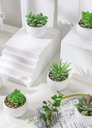 6Pcs Fake Plants Cute Succulent Small Artificial Plants for Home Office Bathroom Living Room Bookshelf Bedroom Decor Indoor Aesthetic