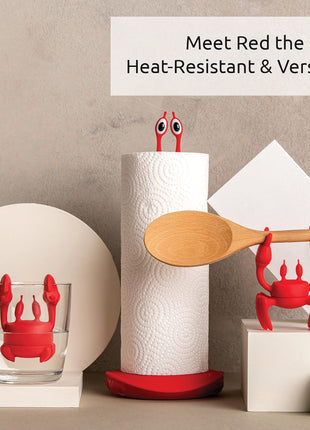 Red the Crab Utensil Rest - Cooking Gifts, Spoon Rest Repose Cuillère - Heat-Resistant Steam Releaser, Non-Slip Spoon Holder, Chopstick Holder