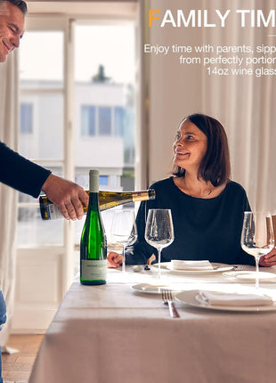 Wine Glasses Set of 6, Crystal White Wine Glasses with Long Stem, Hand Blown 14Oz, Red White Gift Packaging for Daily Use, Wedding Anniversary or Birthday