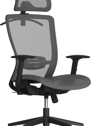 Ergonomic High Back Mesh Computer Chair - Comfy Home/Office Desk Chair with Lumbar Support, 3D Headrest, 2D Armrest, Heavy Duty Executive Gray