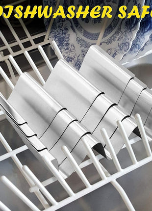 Stainless Steel Taco Holder Stand, Set of 6 - Stylish Rack Holds up to 3 Tacos Each, Keeping Shells Upright - Oven, Grill and Dishwasher Safe