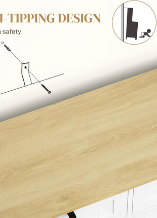 Farmhouse Tilt Out Garbage Cabinet, 10 Gallon Freestanding Kitchen Island with 2 Drawers and Spice Rack, Trash Cabinet with Storage for Dining Room, Hallway, White