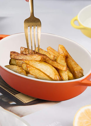 6 Colors Oval Porcelain Ramekins 10 Oz Oven Safe Creme Brulee Souffle Baking Ramekin Dishes Bowl with Double Handles