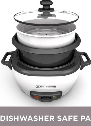 2-In-1 Rice Cooker & Food Steamer - 6-Cup Capacity, Automatic Keep Warm, Nonstick Bowl, Steaming Basket - Effortless Cooking