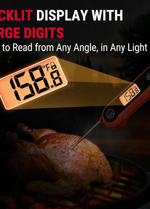 Waterproof Digital Instant Read Meat Thermometer Kitchen Cooking Food Thermometer with Backlight Steak Oil Fry Candy Thermometer