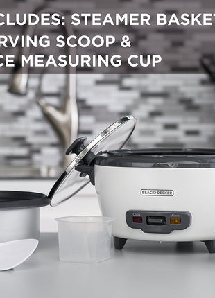 2-In-1 Rice Cooker & Food Steamer - 6-Cup Capacity, Automatic Keep Warm, Nonstick Bowl, Steaming Basket - Effortless Cooking