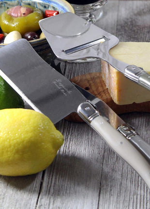 Laguiole 5-Piece Cheese Board Utensils Set (Mist) Stainless Steel Flatware Set – Cutlery Set Cheese – Knife, Fork and Slicer Set – Silverware Set Dishwasher Safe