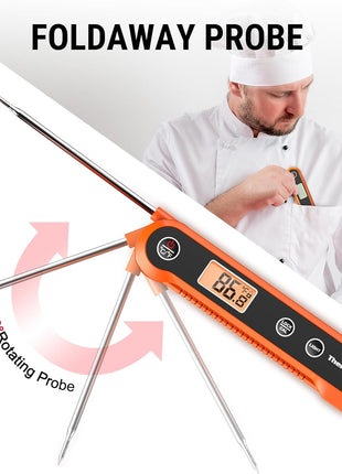 Waterproof Digital Instant Read Meat Thermometer Kitchen Cooking Food Thermometer with Backlight Steak Oil Fry Candy Thermometer