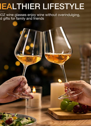 Wine Glasses Set of 6, Crystal White Wine Glasses with Long Stem, Hand Blown 14Oz, Red White Gift Packaging for Daily Use, Wedding Anniversary or Birthday