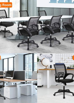 Home Office Chair Ergonomic Desk Chair Mesh Computer Chair with Lumbar Support Armrest Executive Rolling Swivel Adjustable Mid Back Task Chair for Women Adults, Black (Black)