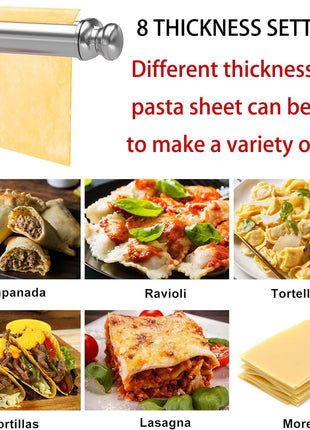 Pasta Maker Attachments for Kitchenaid Mixers, 3-Pieces Pasta Accessories Included Stainless Steel Dough Sheet Roller, Fettuccine Cutter, Spaghetti Cutter and Cleaning Brush