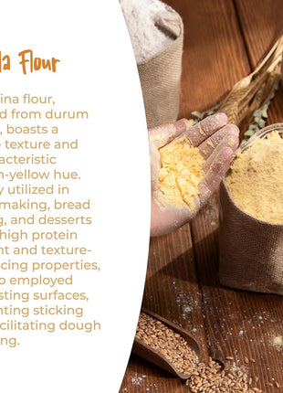 Semola Rimacinata Di Grano Duro – Italian Durum Wheat Semolina Flour, 1Kg (2.2 Lb) Bag – Finely Milled Semolina for Fresh Pasta, Rustic Bread, and Artisan Italian Baking