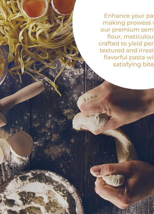 Semola Rimacinata Di Grano Duro – Italian Durum Wheat Semolina Flour, 1Kg (2.2 Lb) Bag – Finely Milled Semolina for Fresh Pasta, Rustic Bread, and Artisan Italian Baking