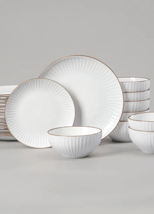 24 Piece Stoneware Dinnerware Set, Plates and Bowls Set for 8