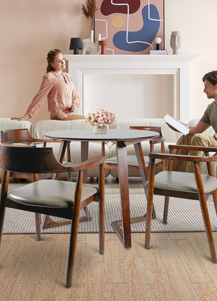 Solid Wood round Dining Table 90Cm - Mid Century Modern Style Space Saving Design as Living Room/Dining Room/Kitchen/Meeting/Coffee Table,Easy to Assemble