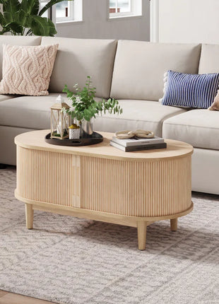 Leathia Fluted Coffee Table with Storage