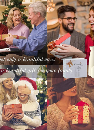 Beige Ceramic Vase Set-3 Small Flower Vases for Decor,Modern Boho Farmhouse Home Decor,Decorative Vase for Pampas Grass&Dried Flowers,Idea Shelf ,Table,Bookshelf ,Entryway- Distressed