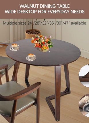 Solid Wood round Dining Table 90Cm - Mid Century Modern Style Space Saving Design as Living Room/Dining Room/Kitchen/Meeting/Coffee Table,Easy to Assemble