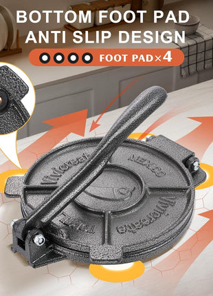 Cast Iron Tortilla Press 7.5 Inch. Tortilla Maker, Dough Press,Flour Tortilla Press, Rotis Press, Grey Color