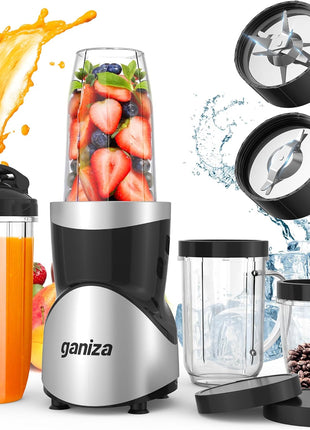 Smoothie Blender,  Blenders for Smoothies with 15-Piece Blender and Grinder Combo, 4 Bpa-Free Personal Blender Cup, for Shakes, Protein Drinks, Fruit Vegetable Drink, Nuts, Spices, Coffee Beans