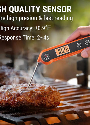 Waterproof Digital Instant Read Meat Thermometer Kitchen Cooking Food Thermometer with Backlight Steak Oil Fry Candy Thermometer