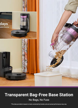 E20 plus Robot Vacuum with Bagless Self Emptying Station, Robotic Vacuum and Mop Combo, 45-Day Capacity, Upgraded 8000Pa Suction and anti Hair-Tangling Brush, Lidar Navigation, App Control