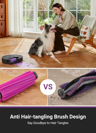 E20 plus Robot Vacuum with Bagless Self Emptying Station, Robotic Vacuum and Mop Combo, 45-Day Capacity, Upgraded 8000Pa Suction and anti Hair-Tangling Brush, Lidar Navigation, App Control