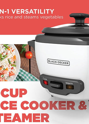 2-In-1 Rice Cooker & Food Steamer - 6-Cup Capacity, Automatic Keep Warm, Nonstick Bowl, Steaming Basket - Effortless Cooking