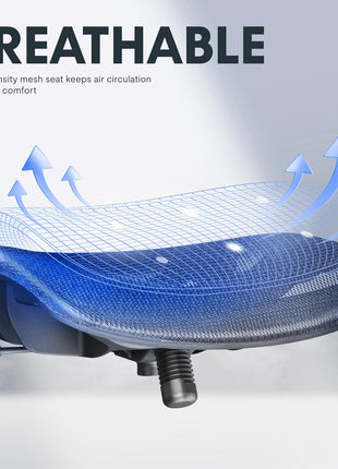 Ergonomic High Back Mesh Computer Chair - Comfy Home/Office Desk Chair with Lumbar Support, 3D Headrest, 2D Armrest, Heavy Duty Executive Gray