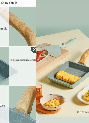 (Tamagoyaki Pan) - Japanese Omelette Pan Nonstick Tamagoyaki Egg Pan/Retangle Small Frying Pan/With Silicone Spatula & Brush/Non-Stick Coating (PFOA Free)