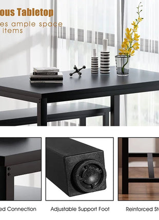 Efrat 3 Piece Dining Set, Kitchen Table with Benches