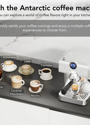 Pro Silver Espresso Machine: Cold Brew, Frother Wand, Led Display - Perfect for Home/Office!