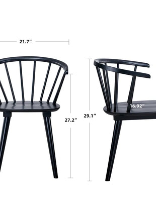 Majidah Solid Wood Arm Chair in Black