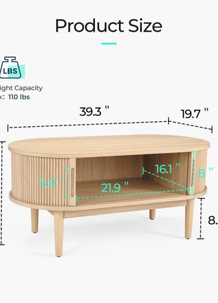 Leathia Fluted Coffee Table with Storage
