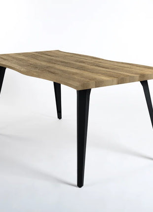 Shivani 63" Rectangle Live Edge Dining Table for 6 with Metal Base for Dining Room, Kitchen, Restaurant