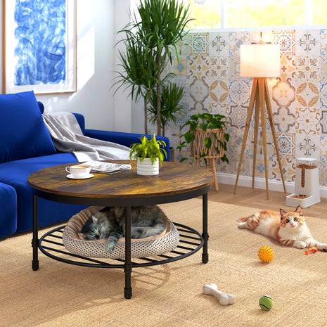 Breyon Nesting 4 Legs round Coffee Table with Storage