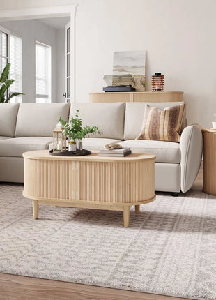 Leathia Fluted Coffee Table with Storage