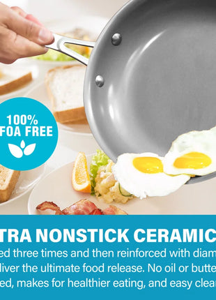 Aqua Blue 12 Piece Nonstick Ceramic Cookware Set, Oven & Dishwasher Safe