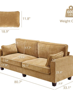 80.71'' Upholstered Square Arm Standard 3 Seater Sofa