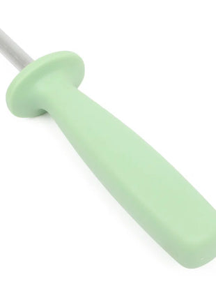 16 Piece Lockton High Carbob Stainless Steel Cutlery Kitchen Knife Block Set W/ ABS Tripe Riveted Forged Handle Acacia Wood Block - Sage Green W/ Gold