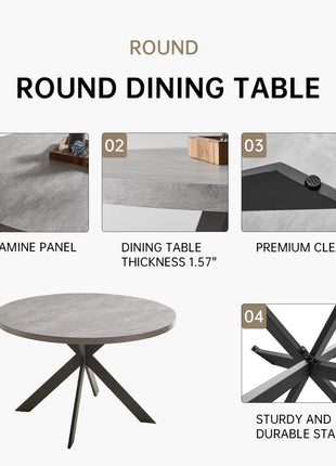 Garrell 46‘’ round Dining Table, Mid-Century round Kitchen Table for 4 Person, Modern Leisure Coffee Table