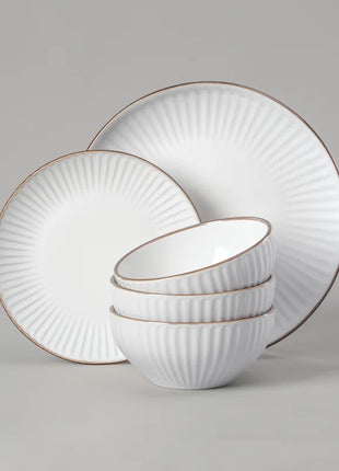 24 Piece Stoneware Dinnerware Set, Plates and Bowls Set for 8