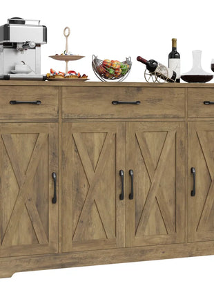 Adra 55.1'' Sideboard with 3 Drawers, Adjustable Shelves