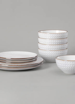 24 Piece Stoneware Dinnerware Set, Plates and Bowls Set for 8