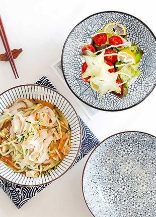 60 Oz Pho Bowls, Large Soup Bowl, Japanese Ramen Bowl Set, Big Porcelain Bowls Set of 3, 8 Inches