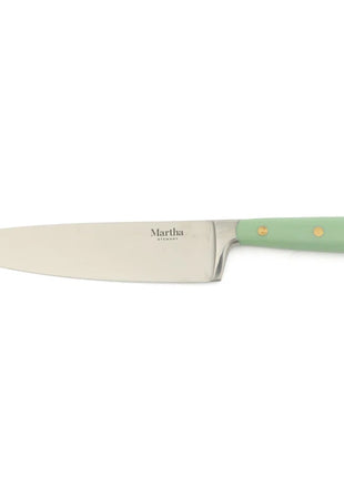 16 Piece Lockton High Carbob Stainless Steel Cutlery Kitchen Knife Block Set W/ ABS Tripe Riveted Forged Handle Acacia Wood Block - Sage Green W/ Gold