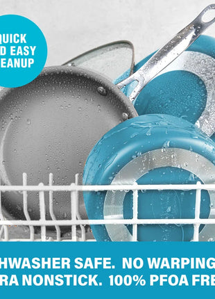 Aqua Blue 12 Piece Nonstick Ceramic Cookware Set, Oven & Dishwasher Safe