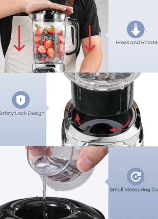 Smoothie Blender, 12-Piece Blenders for Smoothies with 2 Auto-Smart Programs,Pulse Function and Speed Control, 43 Oz Large Blender Jar, 2 * 24Oz Portable Blender Cups and Cleaning Brush