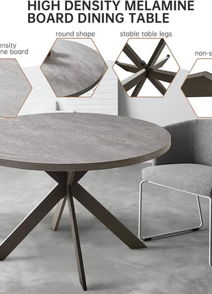 Garrell 46‘’ round Dining Table, Mid-Century round Kitchen Table for 4 Person, Modern Leisure Coffee Table