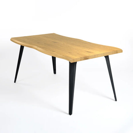 Shivani 63" Rectangle Live Edge Dining Table for 6 with Metal Base for Dining Room, Kitchen, Restaurant